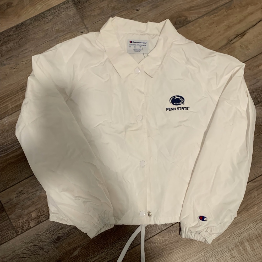 Champion White cropped Penn State Windbreaker